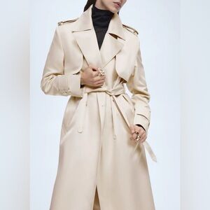 NWT MANGO Satin-effect trench coat with belt